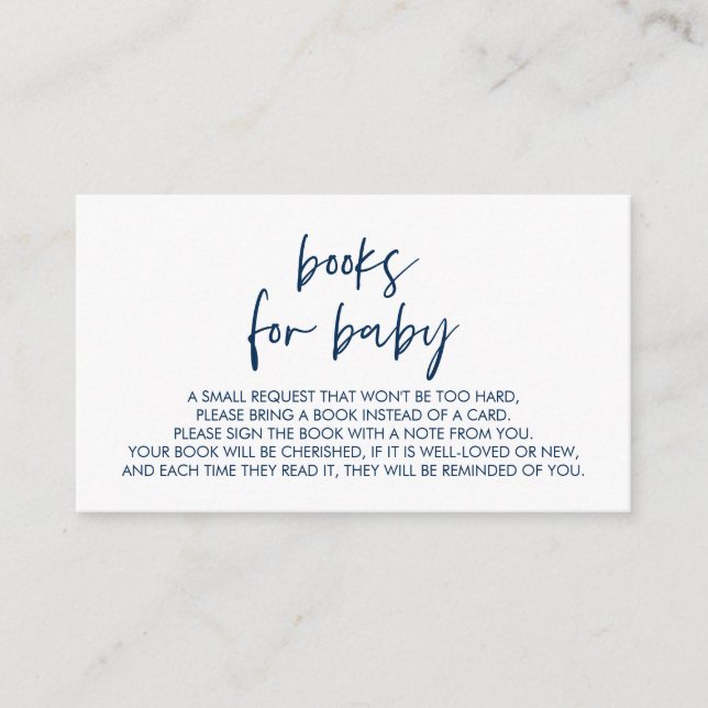 Books for the baby, Modern Minimal Navy Blue Enclosure Card (Front)