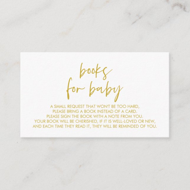 Books for the baby, Modern Minimal Yellow Gold Enclosure Card (Front)