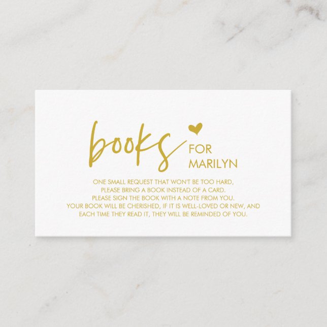 Books for the baby, Modern Minimalism Gold Font Enclosure Card (Front)