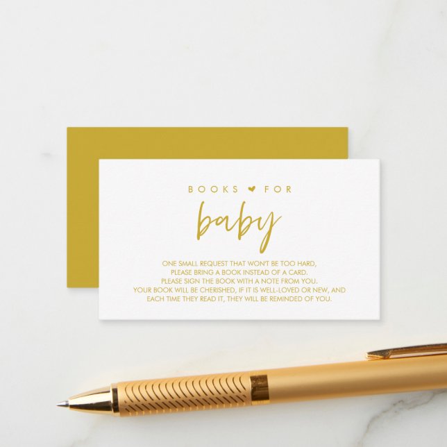 Books for the baby, Modern minimalism Yellow Gold Enclosure Card (Front/Back In Situ)