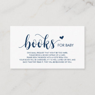 Books for the baby, Modern Rustic Navy Blue Script Enclosure Card