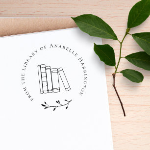 Books From The Library Of Elegant Botanicals Rubber Stamp