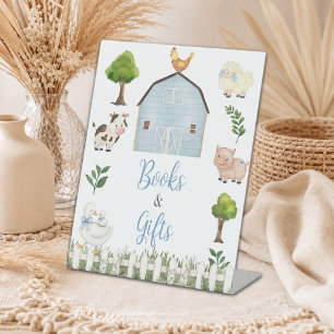 Books & Gifts Farm Animals Barnyard Baby Shower Pedestal Sign