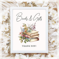 Books & Gifts Sign | Book Theme Baby Shower Poster