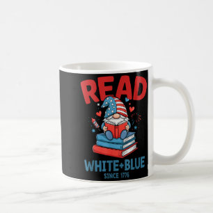 Books Gnome USA Fireworks Read White Blue Coffee Mug