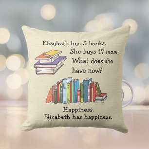 Books = Happiness, Love to Read Cushion