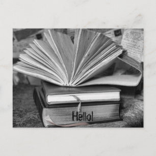 Books in Black and White Postcard