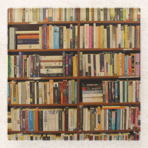 Books in the library  glass coaster