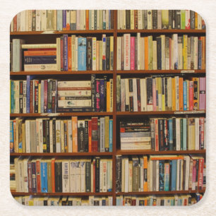 Books in the library  square paper coaster