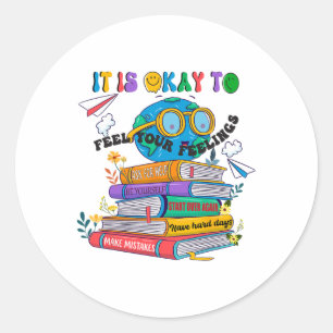 Books It's Okay To Be Kind - Yellow Mental Health Classic Round Sticker