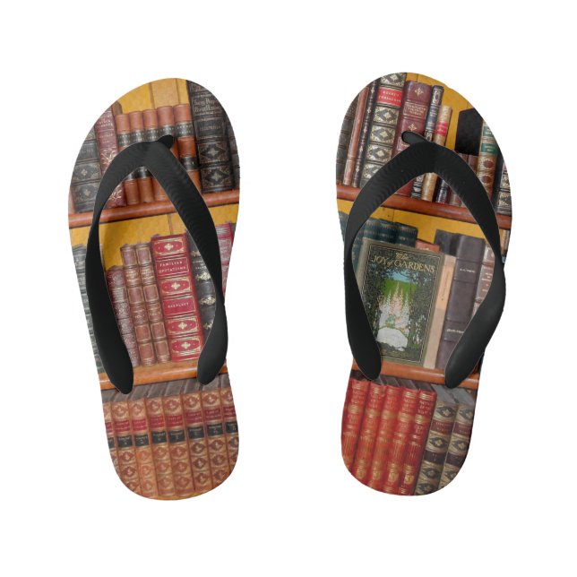 books library bookshelf bookshop kid's thongs (Footbed)