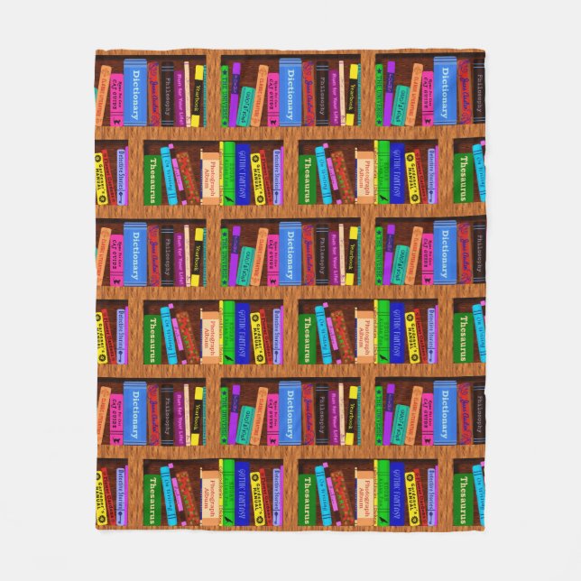 Books Library Bookshelf Pattern for Readers Fleece Blanket (Front)