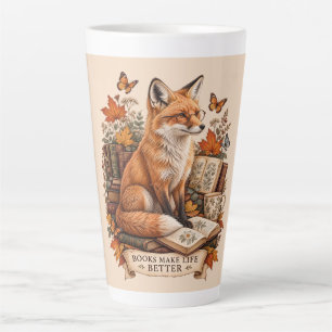 Books Make Life Better – Vintage Fox Reading Latte Mug
