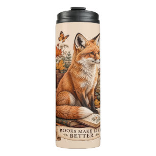 Books Make Life Better – Vintage Fox Reading Thermal Tumbler