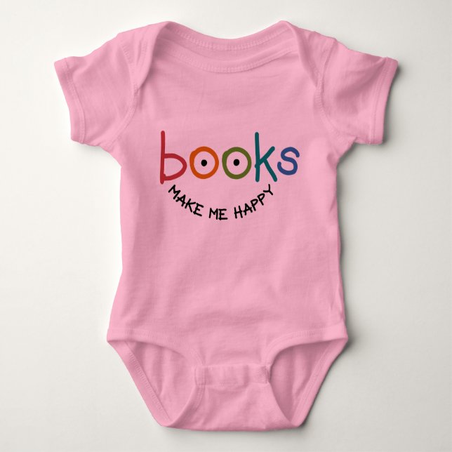 Books Make Me Happy Baby Bodysuit (Front)