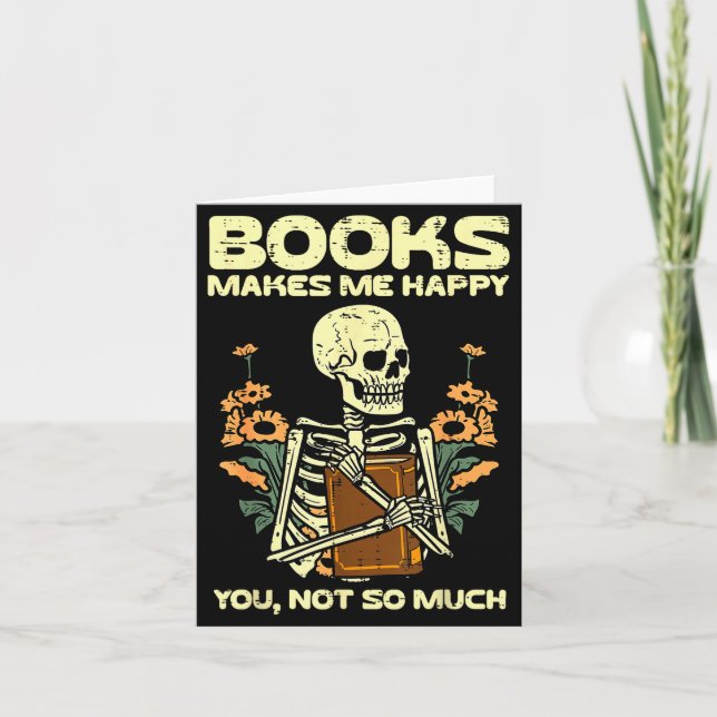 Books Make Me Happy Skeleton Read Reading Libraria Card (Front)