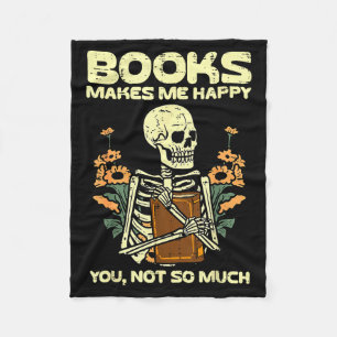 Books Make Me Happy Skeleton Read Reading Libraria Fleece Blanket