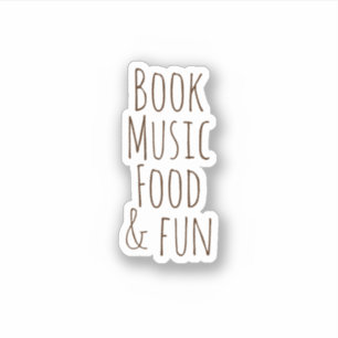 Books Music Food & fun, Aesthetic  Sticker