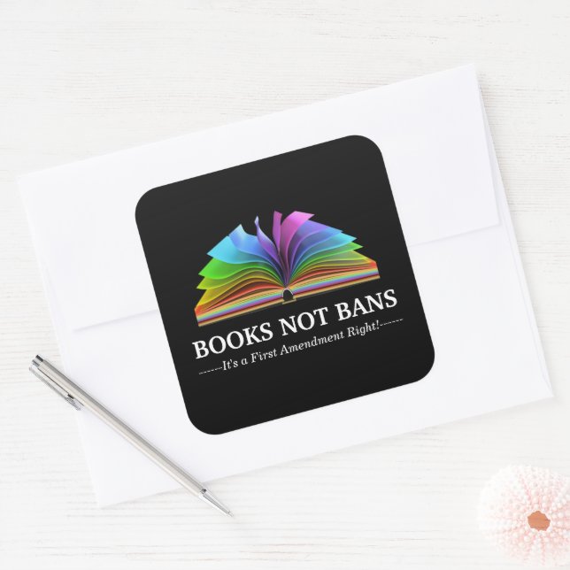 Books Not Bans, LGBTQ+   Square Sticker (Envelope)