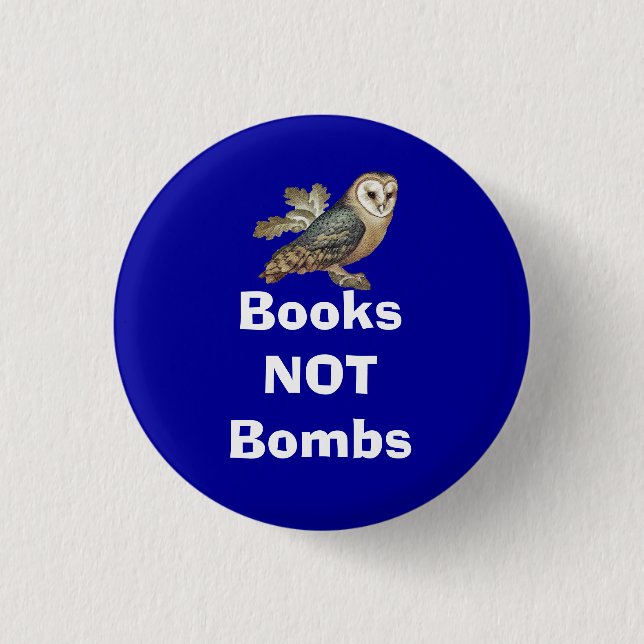 Books Not Bombs Scottish Independence Owl Badge (Front)