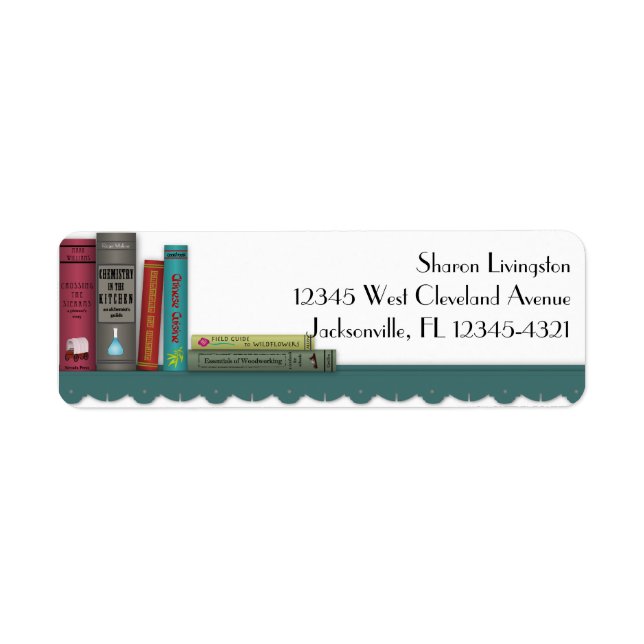 Books on a Shelf Label Return Address Label (Front)