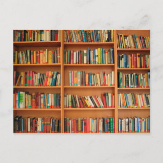 Books on Bookshelf Background Postcard