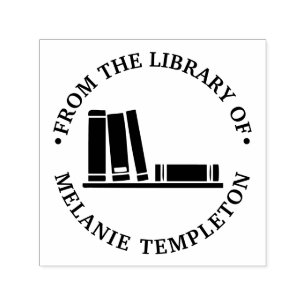Books on Shelf “From the library of” Name Monogram Self-inking Stamp