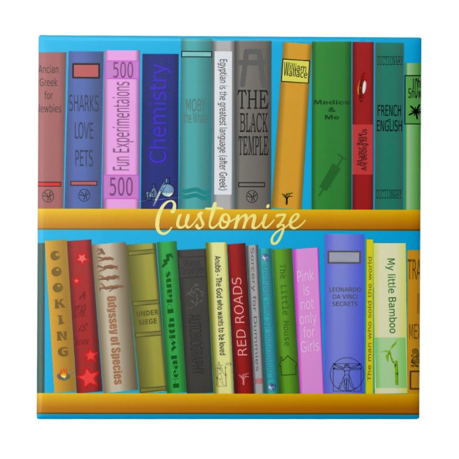 Books on Shelves Thunder_Cove  Ceramic Tile (Front)