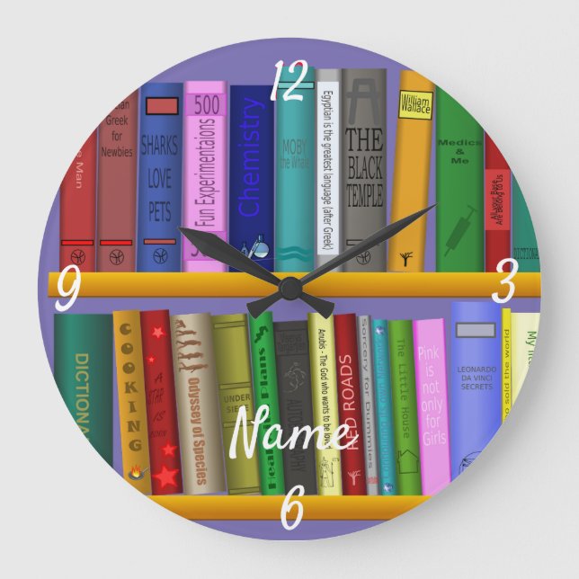 Books on Shelves Thunder_Cove  Large Clock (Front)