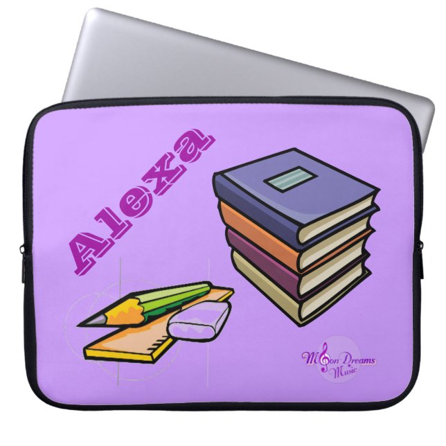 Books, Pencil & Ruler Customisable Laptop Sleeve (Front)