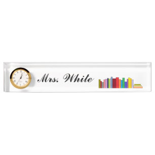 "Books" Personalised Nameplate w/Clock