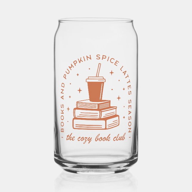 Books & Pumpkin Spice Season Can Glass (Front)