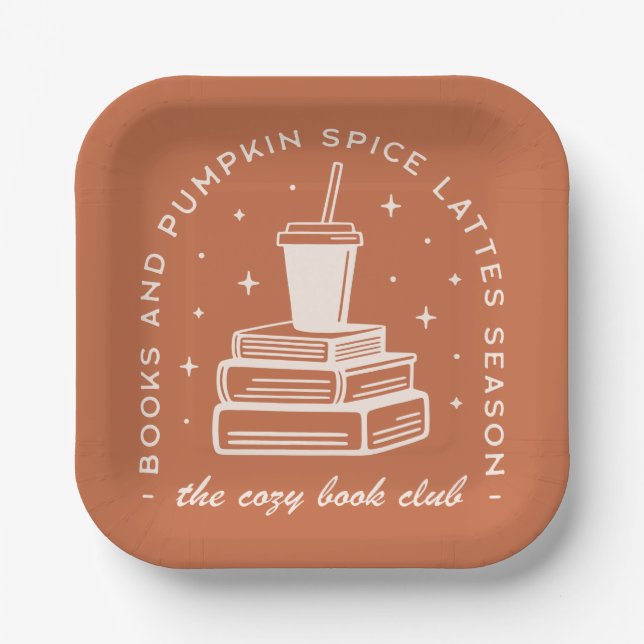 Books & Pumpkin Spice Season Paper Plate (Front)