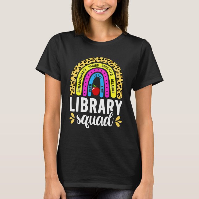 Books Rainbow  For Librarian Women Library Squad T-Shirt (Front)