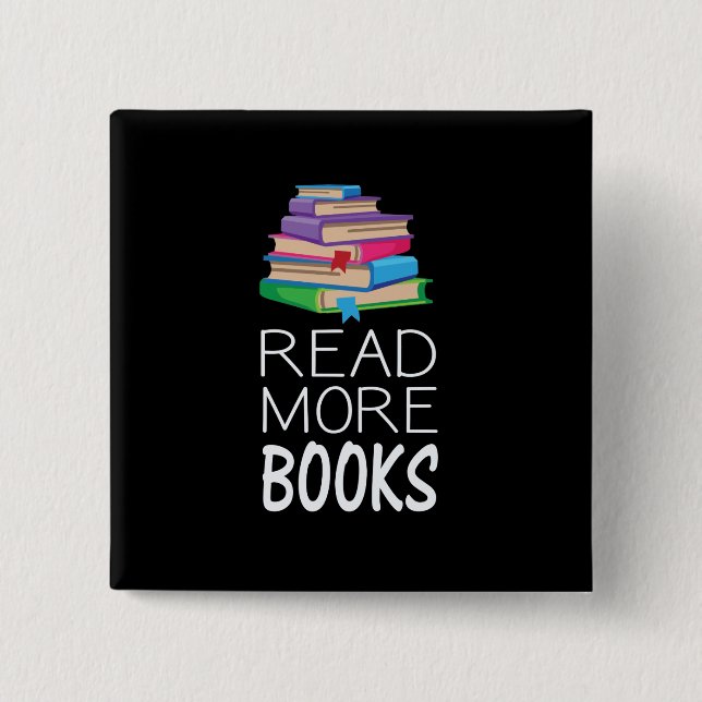 Books - Read More Books 15 Cm Square Badge (Front)