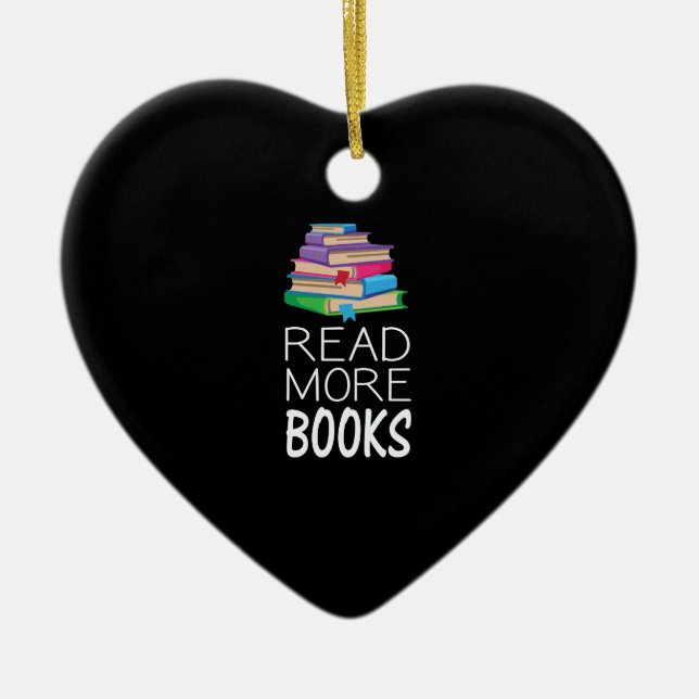 Books - Read More Books Ceramic Ornament (Front)