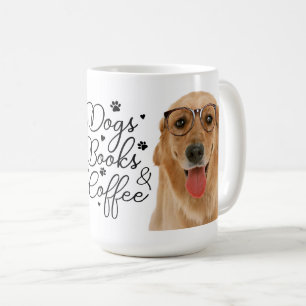 Books Reading Coffee Puppy Dog Golden Retriever Mug