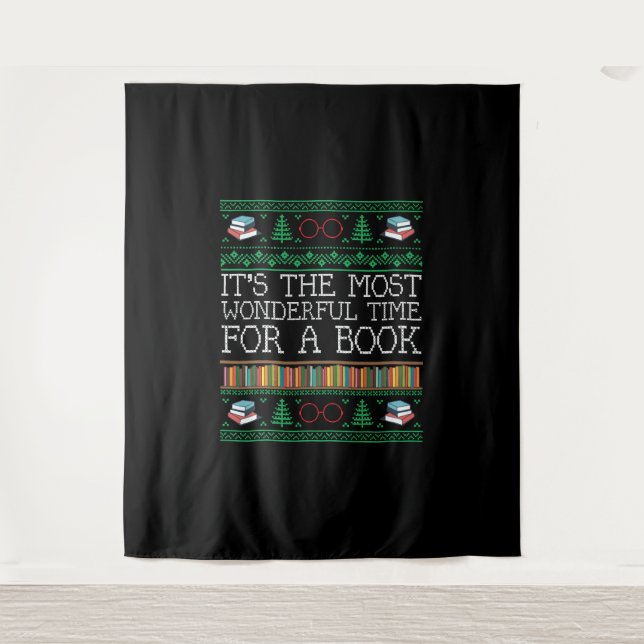 Books Reading Librarian Book Lovers Ugly Christmas Tapestry (Front)