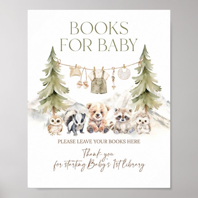 Books Request Woodland Adventure Boy Baby Shower Poster (Front)