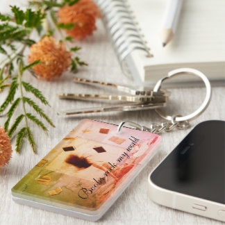 Books rock my world double sided key ring
