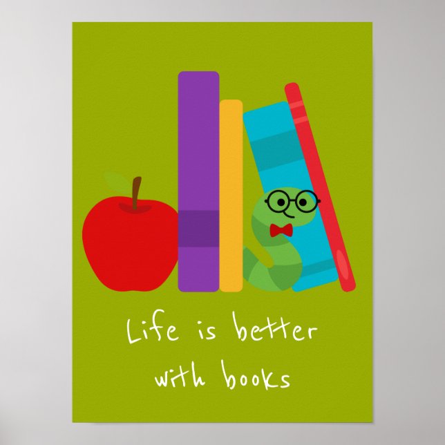 Books slogan classroom or library kid's room poster (Front)