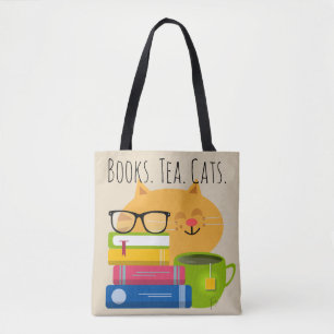 Books.Tea.Cats. Life is purrfect! Tote Bag