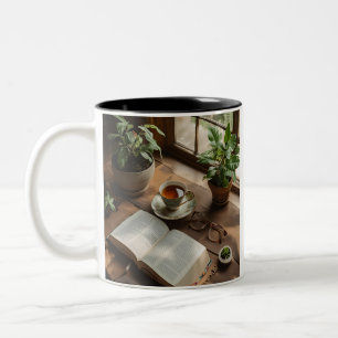 Books & Tea Club   Cosy Aesthetic for Book Lovers  Two-Tone Coffee Mug