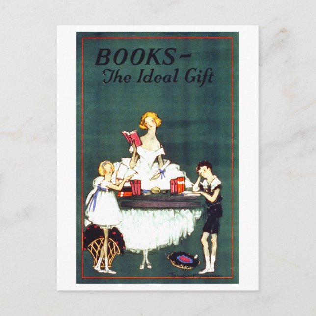 "Books: The Ideal Gift" Vintage Postcard (Front)