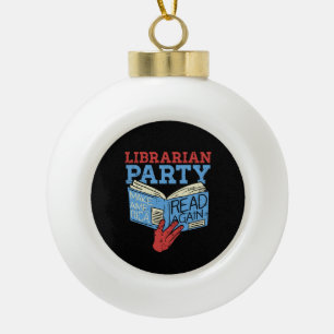 Books - The Librarian Party Book Lover Gift Ceramic Ball Christmas Ornament