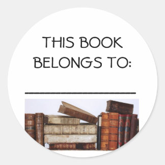Books, THIS BOOK BELONGS TO:, -----------------... Classic Round Sticker