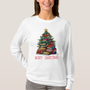 Books Tree Merry Christmas Long Sleeve T-Shirt
