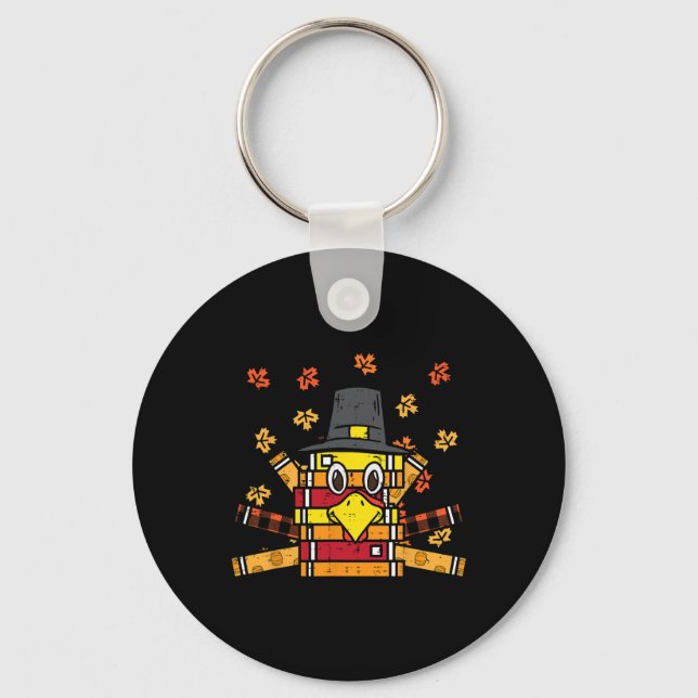 Books Turkey Funny Read Thanksgiving Teacher Fall  Key Ring (Front)