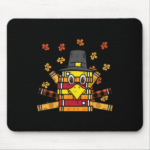 Books Turkey Funny Read Thanksgiving Teacher Fall Mouse Pad