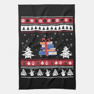 Books Ugly Christmas Funny Reading Gifts Tea Towel